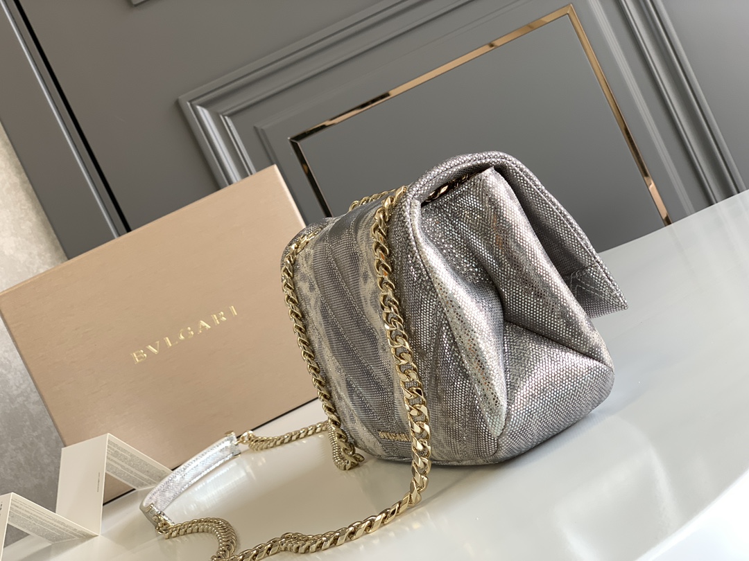 Bvlgari Serpenti Cabochon Crossbody Bag in Grey Snake Skin